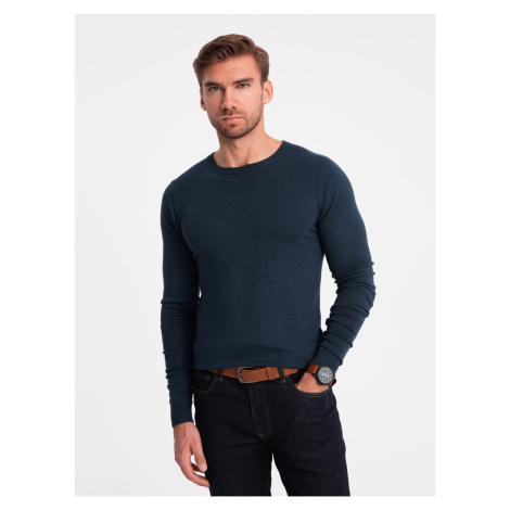 Ombre Classic men's sweater with round neckline - navy blue