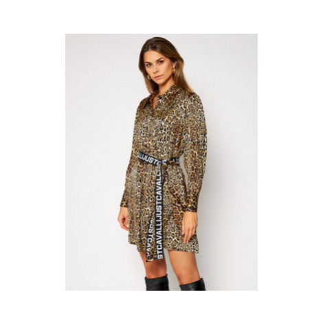 Just Cavalli Košeľové šaty S02CT1060 Hnedá Regular Fit