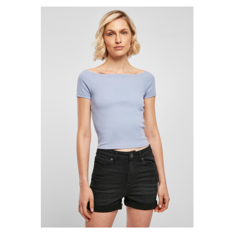 Women's T-shirt Off Shoulder Rib violablue Urban Classics