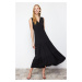 Trendyol Black V Neck Sleeveless A-Line Maxi Knitted Dress