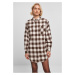 Women's Oversized Flannel Shirt Dress Pink/Brown