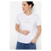 Trendyol Ecru 100% Cotton Embroidered Basic Crew Neck Knitted T-Shirt