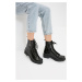 Trendyol Black Wrinkled Patent Leather Women's Boots & Booties