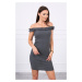 Shoulder dress with graphite ruffles