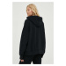 Bavlnená mikina PS Paul Smith dámska, čierna farba, s kapucňou, s nášivkou