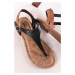 Hnedo-čierne nízke sandále 5-28136