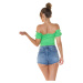 Sexy Koucla Off-Shoulder crop top green Einheitsgroesse