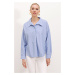 Bigdart 20215 Wide-Fit Striped Oversize Shirt - Blue