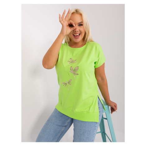 Light green women's blouse plus size with application