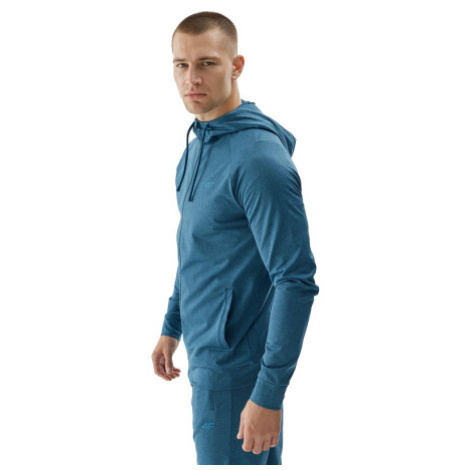 Pánska tréningová mikina so zipsom 4F SWEATSHIRT FNK-WAW24TFSWM404-46M-TEAL MELANGE