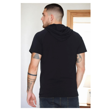 T8570 DEWBERRY HOODED MEN'S T-SHIRT-DARK NAVY BLUE
