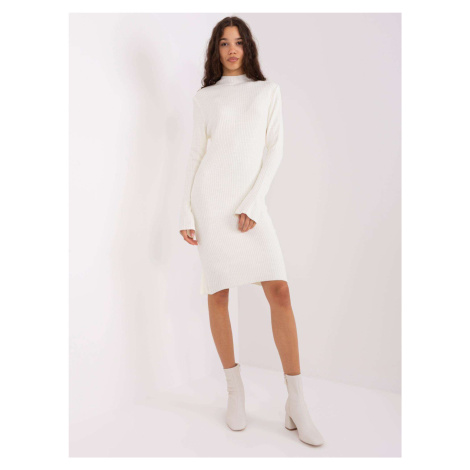 Ecru knitted dress with bell sleeves