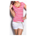 Sexy KouCla T-Shirt, striped with buttons turquoise