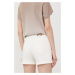 Rifľové krátke nohavice Morgan dámske, biela farba, jednofarebné, vysoký pás