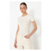 Trendyol Ecru Linen Fitted/Fitted Stretch Knitted Blouse