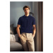 Trendyol Navy Blue Limited Edition Relaxed Short Sleeve Knitwear Polo Neck T-shirt