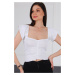 Z2008 DEWBERRY LADIES CROCHET BLOUSE-WHITE