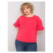Coral blouse plus sizes with decorative sleeves
