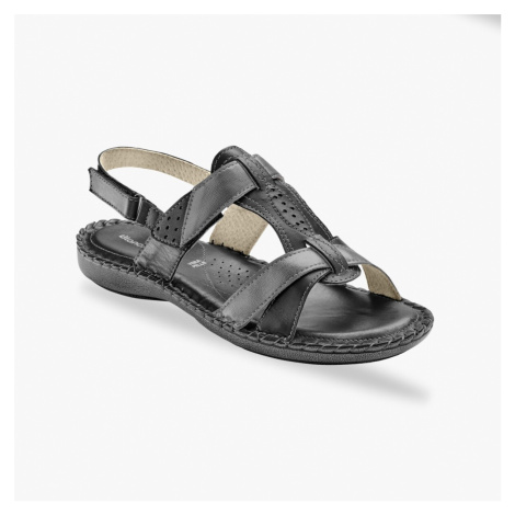 Dvojfarebné kožené sandále, čierne Blancheporte