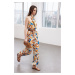 Trendyol Limited Edition Multicolored Patterned Maxi Woven Jumpsuit with Knot Detail on Collar