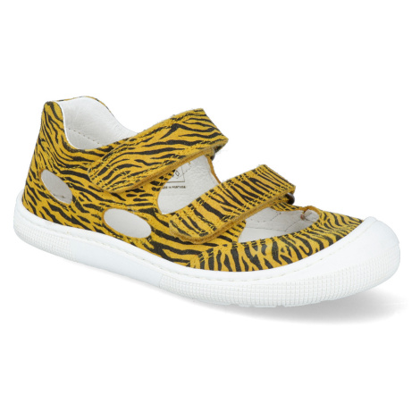 Barefoot sandálky KOEL4kids - Dalila Suede Yellow zebra žlté