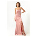 Lafaba Women's Powder Satin Evening Dress &; Prom Dress with A Slit