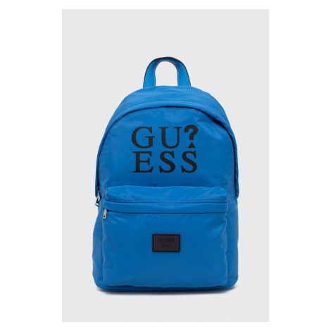 Detský ruksak Guess tyrkysová farba, veľký, s potlačou