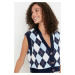 Trendyol Navy Blue Crop V-Neck Knitwear Vest