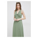 Bavlnené šaty Deha zelená farba, midi, áčkový strih