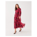 LC Waikiki Crew Neck Patterned Long Sleeve Maternity Dress