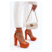 Comfortable suede sandals with high heels, Orange Essence