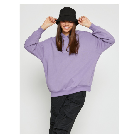 Koton Basic Oversize Sweatshirt with Hooded Fleece Inside