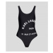 Plavky Karl Lagerfeld Logo Print Swimsuit Čierna