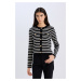 DEFACTO Regular Fit Crew Neck Striped Buttoned Knitwear Cardigan