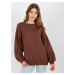 Women's hoodless sweatshirt with embroidery - brown