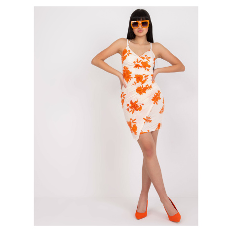 Beige and orange mini dress one size with floral print