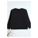 Trendyol Curve Black Thick Inside Fleece Regular/Normal Mold Crew Neck Basic Knitted Sweatshirt