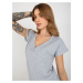 Grey melange basic T-shirt with neckline