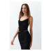 Trendyol Black Crop Shiny Stone Knitted Tulle Blouse