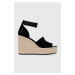 Sandále Calvin Klein Jeans WEDGE SANDAL WIDE SU CON dámske, čierna farba, na kline, YW0YW00963