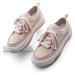 Marjin Women's High-Sole Sneakers, Linen Fabric Lace-Up Sneakers Hesna beige