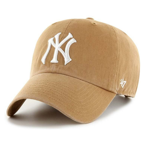 Bavlnená šiltovka 47 brand MLB New York Yankees béžová farba, s nášivkou, B-NLRGW17GWS-QLA