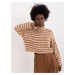 Brown short striped turtleneck sweater