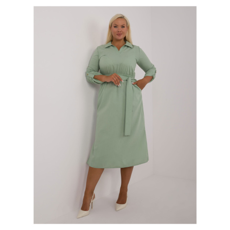 SVETLOZELENÉ BAVLNENÉ PLUS SIZE ŠATY LK-SK-509675.88-GREEN