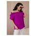 Spanish blouse with decorative ruffle dark purple