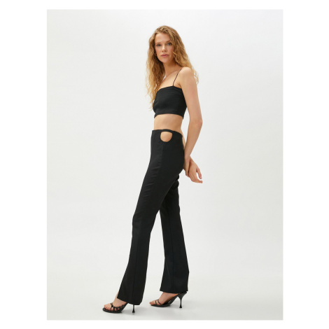 Koton Flare Trousers Window Detail Slit