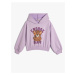 Koton Teddy Bear Print Hoodie with Sweatshirt. Elastic Waist and Cuffs, Long Sleeves.