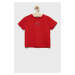 Detské bavlnené tričko Tommy Hilfiger červená farba, jednofarebný