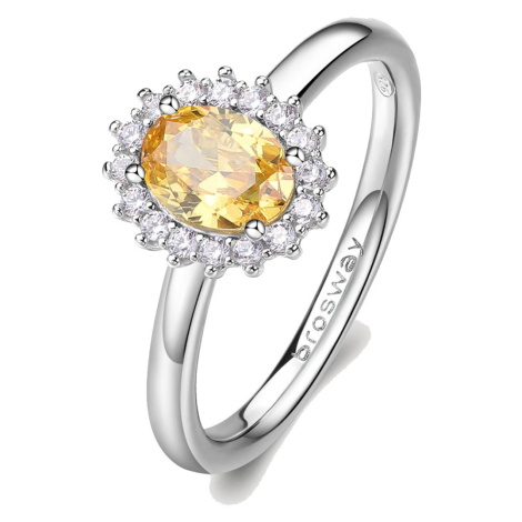 Brosway Elegantný strieborný prsteň Fancy Energy Yellow FEY65 50 mm