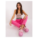 Pink fabric trousers with elastic waistband